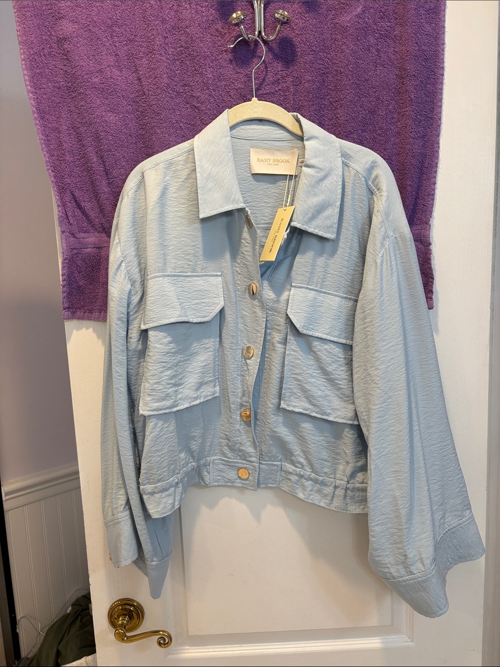 NWT Ramy Brook Light Blue Utility Jacket with Flap Pockets
